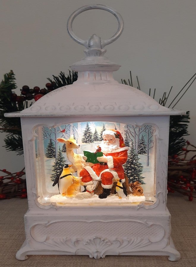 فانوس مائي مضيء من جيرسون إنترناشونال، مقاس 9 بوصات، على شكل كرة ثلجية مع بريق متلألئ متواصل - سانتا مع أصدقاء الحيوانات - Image 2